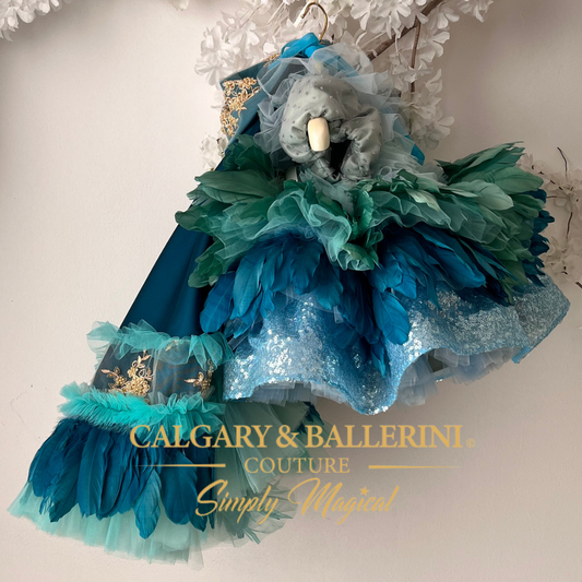 Royal Peacock Holiday Dress | Kids Luxury Collector Outfit (Ages 1–8)