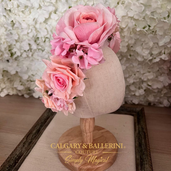 Handmade pink floral crown for girls