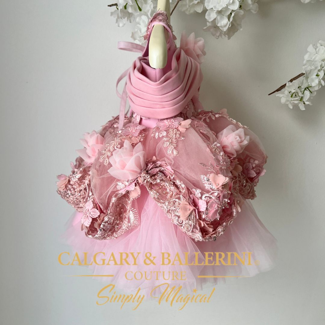 First Birthday Dress (Ages 1–3 yrs) |  Kids Belle in Pink FINAL SALE COUTURE