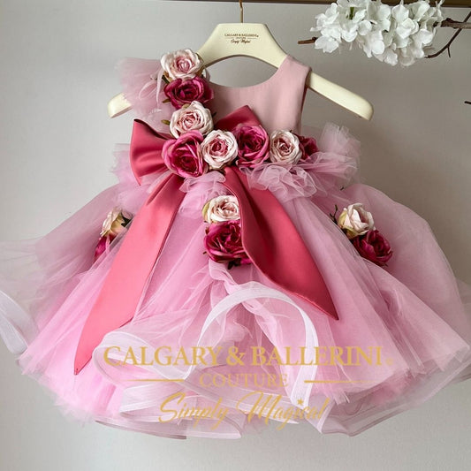 First Birthday Dress for Baby Girl | Pink Rose