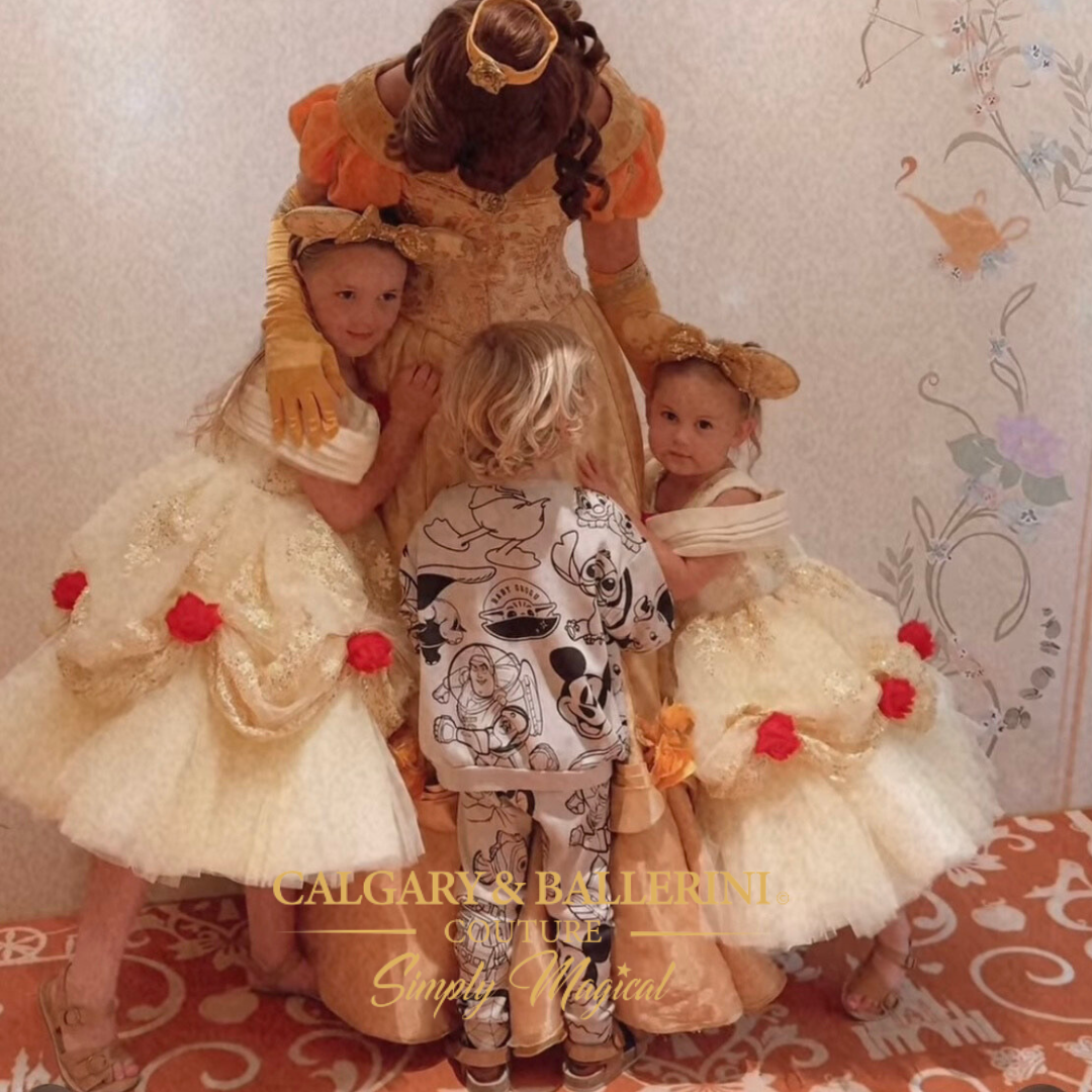 Princess Bell costume for kids in yellow with sparkling details