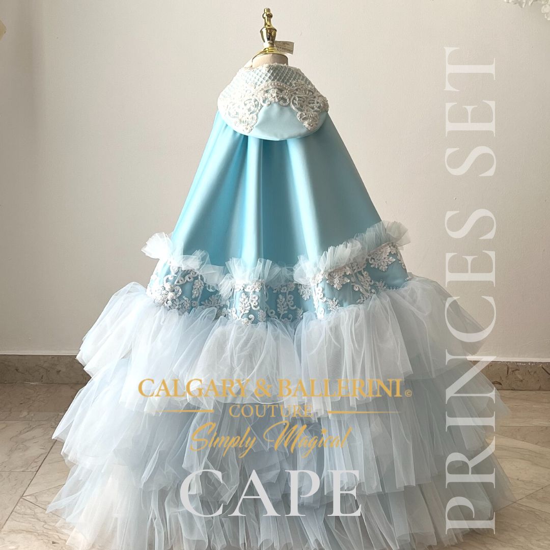 Mermaid-inspired cape with sequins and flowing fabric