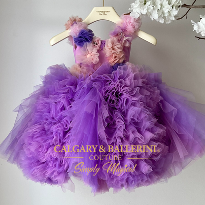 Toddler Party Dress Purple tulle ball gown for 1-year-old birthday outfit