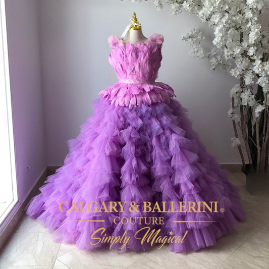 Feather Royal Flower Girl Dress