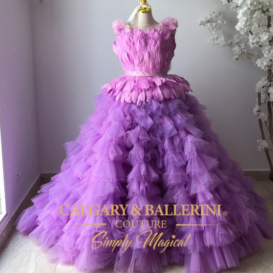 Feather Royal Flower Girl Dress
