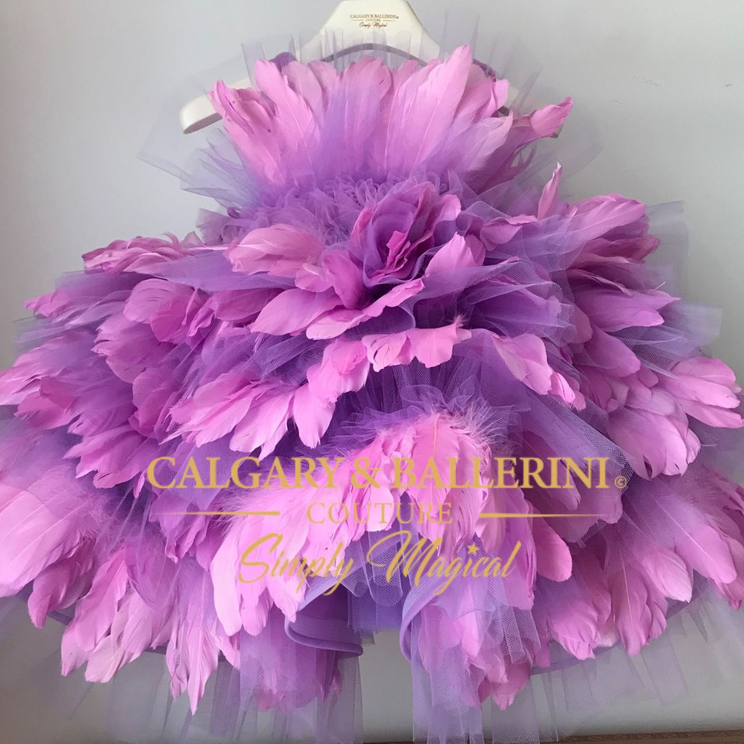 Baby First Birthday long Length Feather Dress