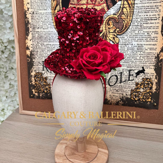 Queen of Hearts Top Hat - Ruby Red