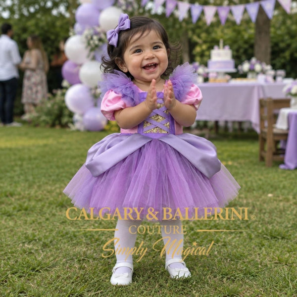 Baby Rapunzel princess dress in lilac and gold