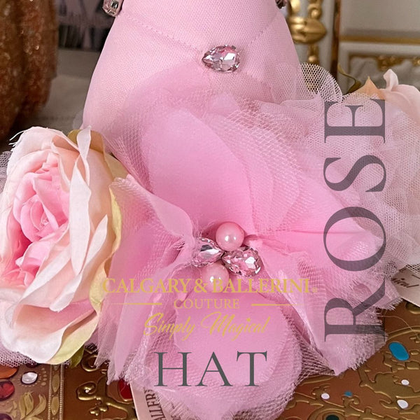Pink rose birthday party hat