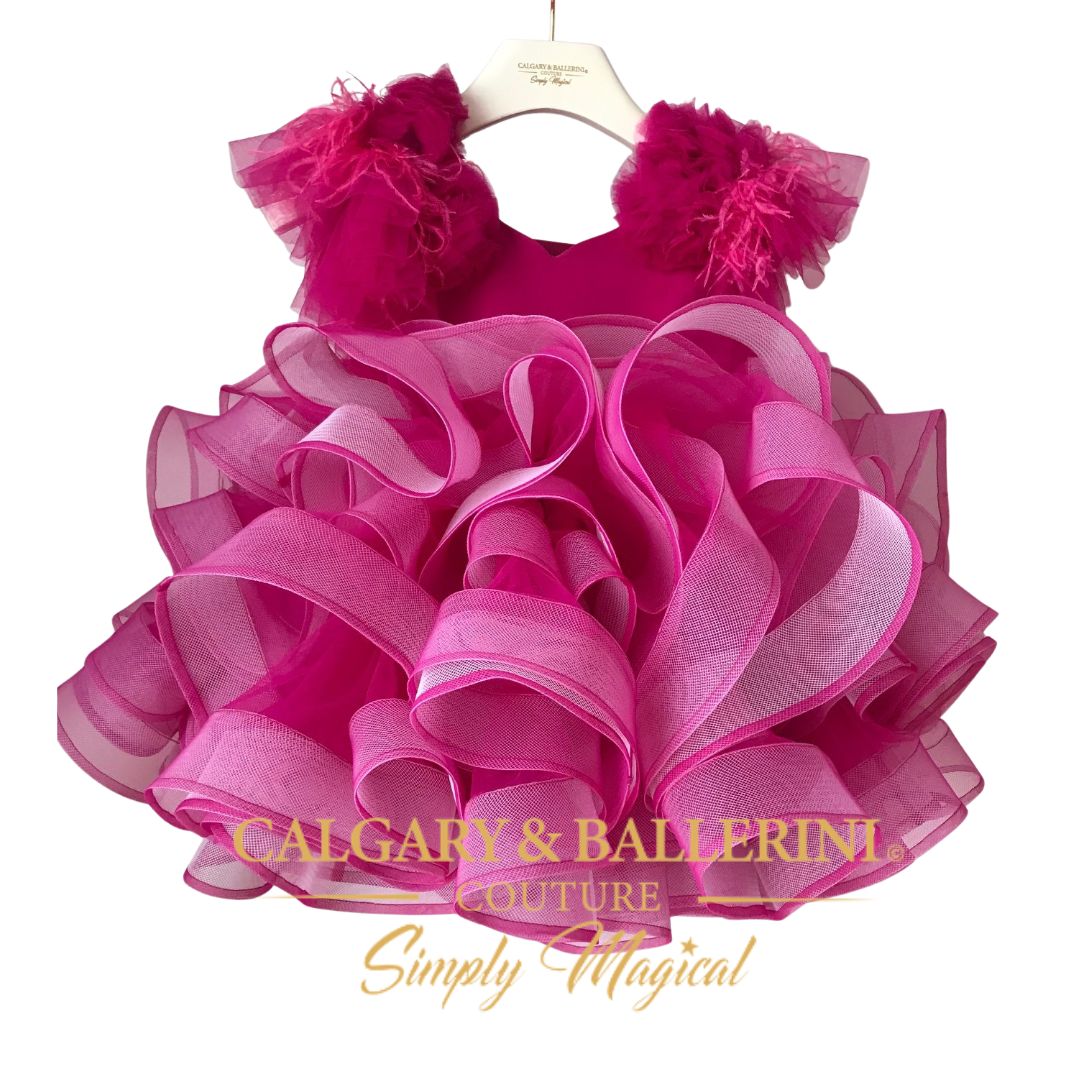 Hot Pink Ruffles Birthday Dress (Ages 1–6 yrs) |  & Party Hat