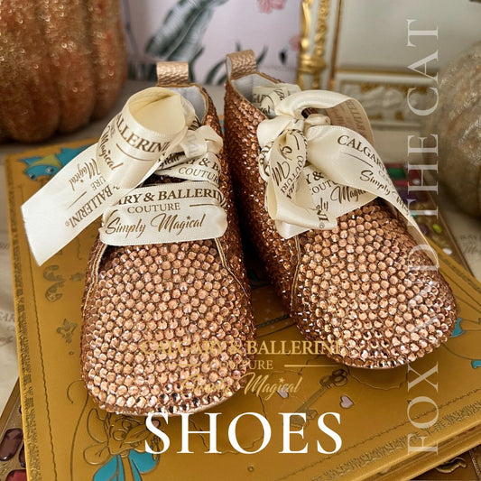 Buy handmade rhinestones baby shoes in color bronze