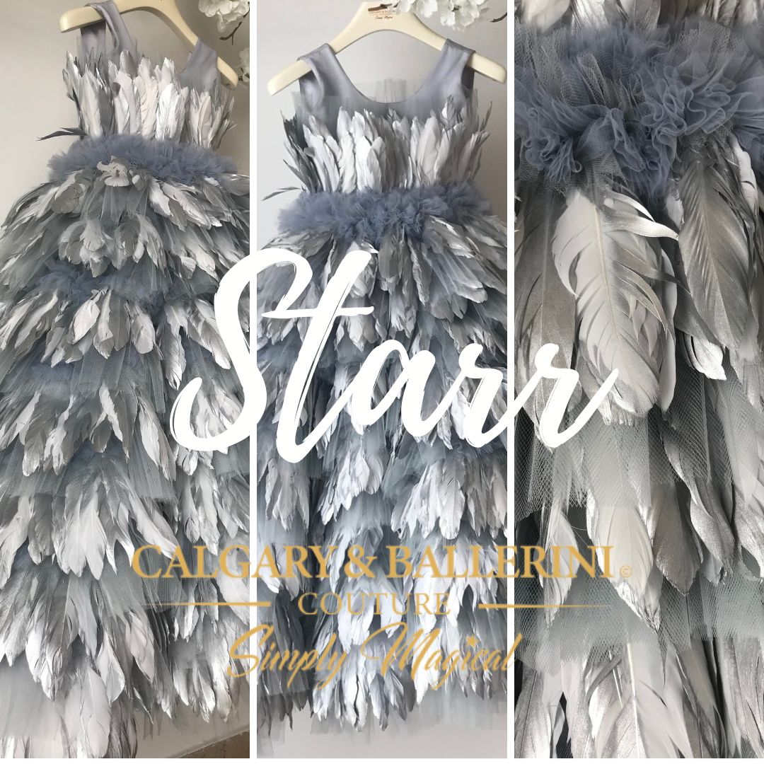 silver feather dress 