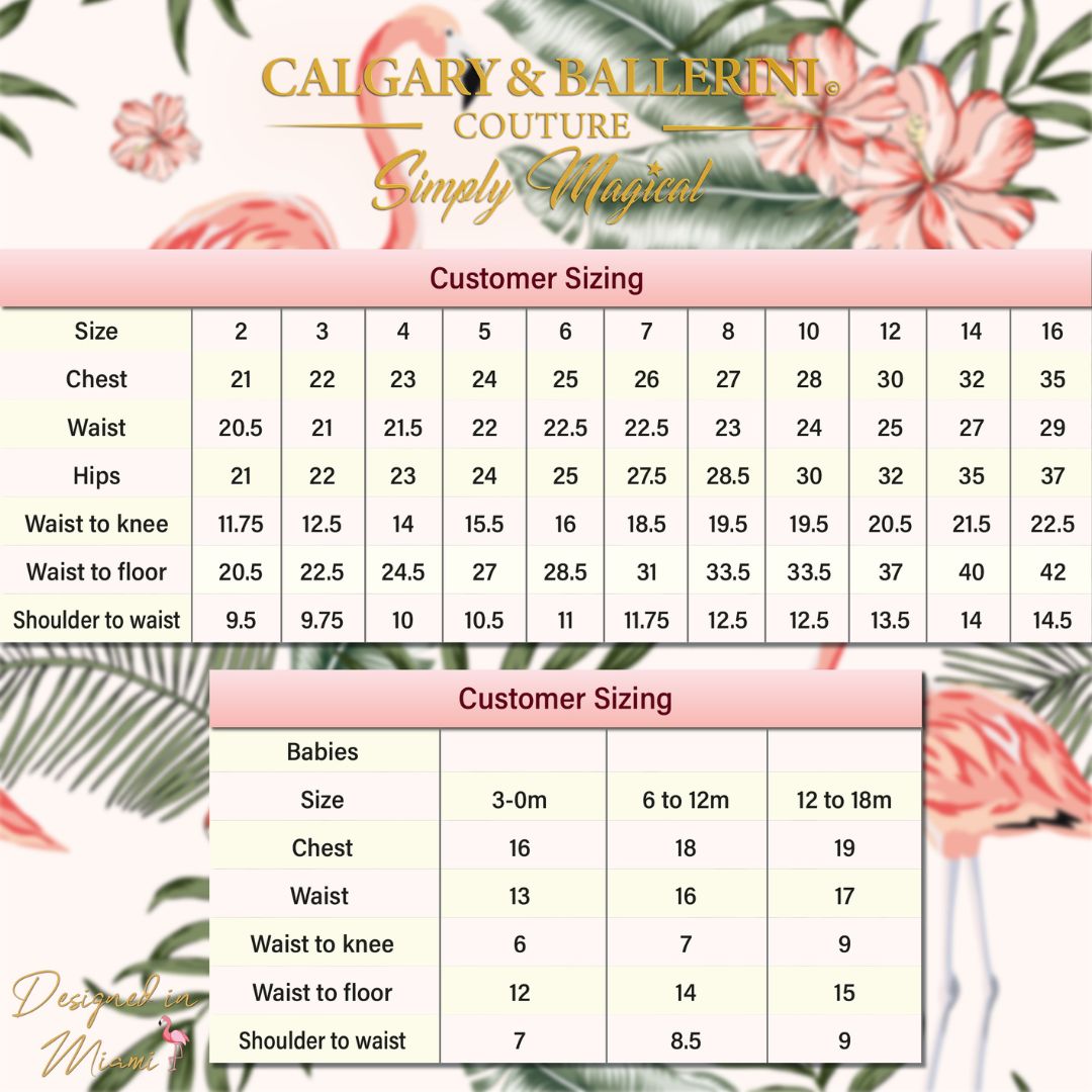 pink ball gown size chart  