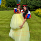 Snow White 2025 inspired costume with red satin cape for women