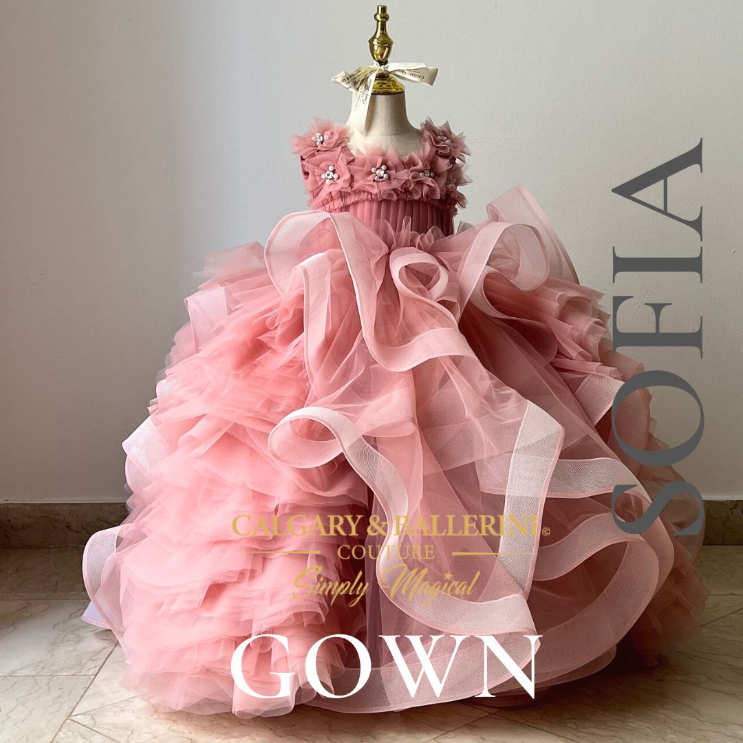 Baby Pink Wedding Dress Long Sleeve Ball Gown Formal Dress