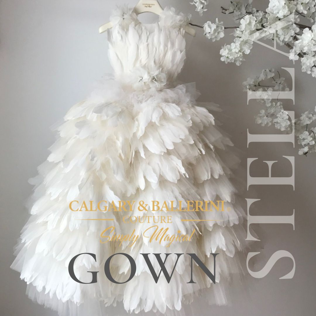 Wedding Couture Flower Girl Dress | Feather Party Dress For Girls