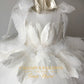 $3,000 Designer Girls White Swiss Dot Couture Gown & Feather Cape | Calgary and Ballerini