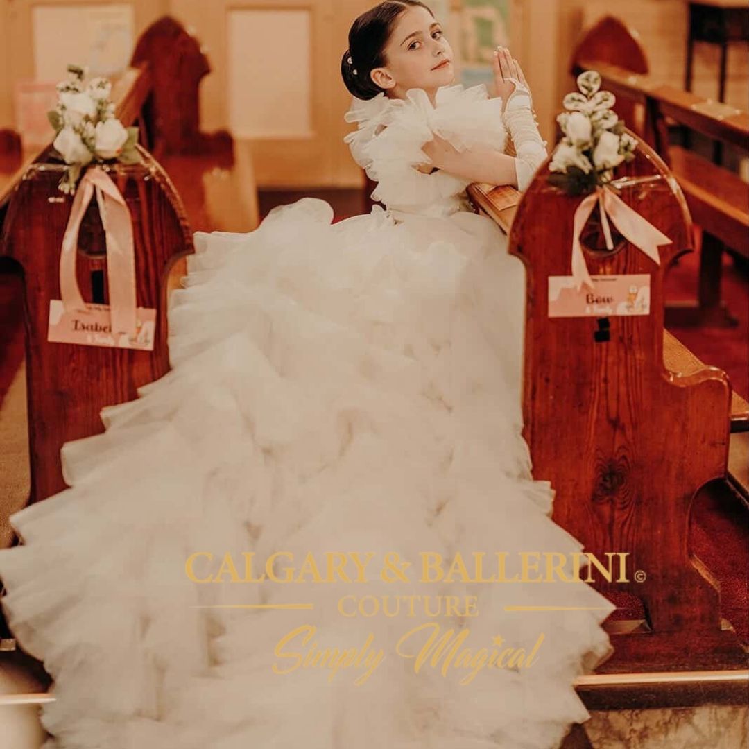 Royal Flower Girl Gown with Cathedral Train (Age 1–12)