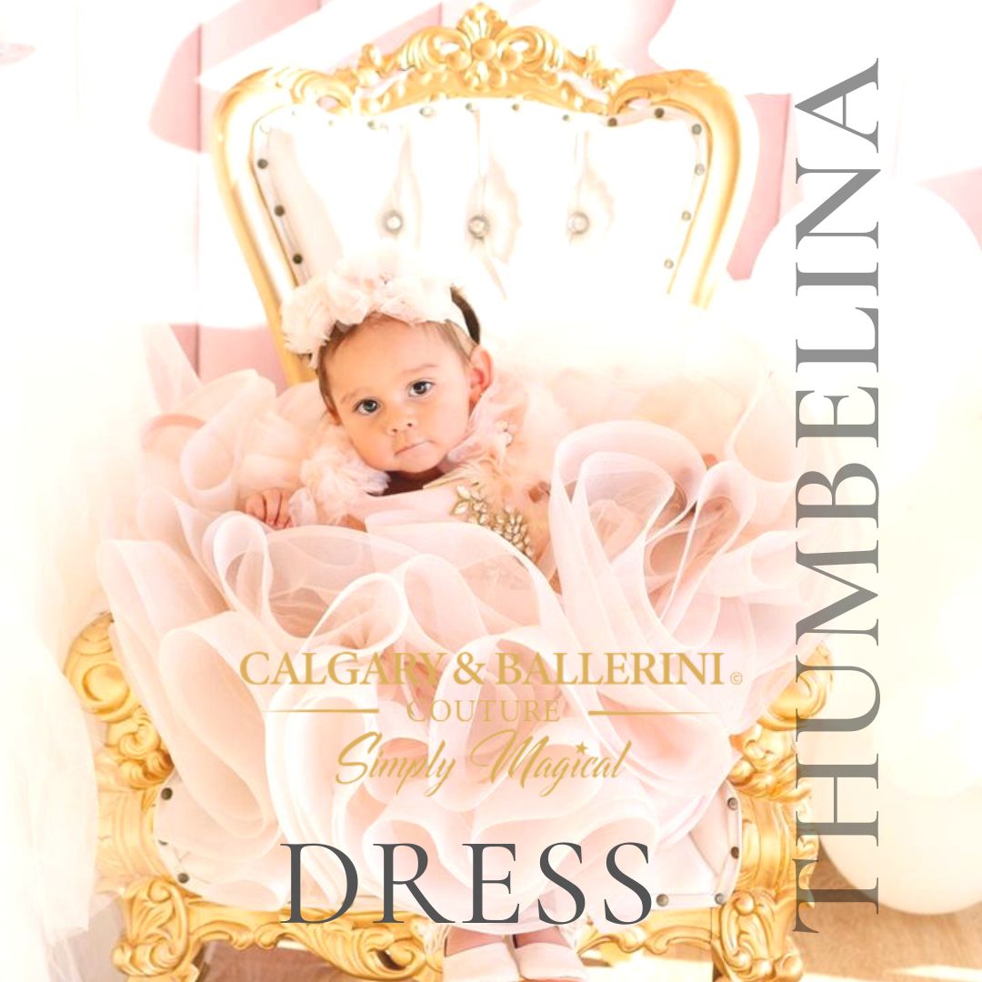 Celebrate your little one's first birthday in style with our stunning Thumbelina-inspired dress! Designed with love and attention to detail, this dress is a true reflection of enchantment and beauty