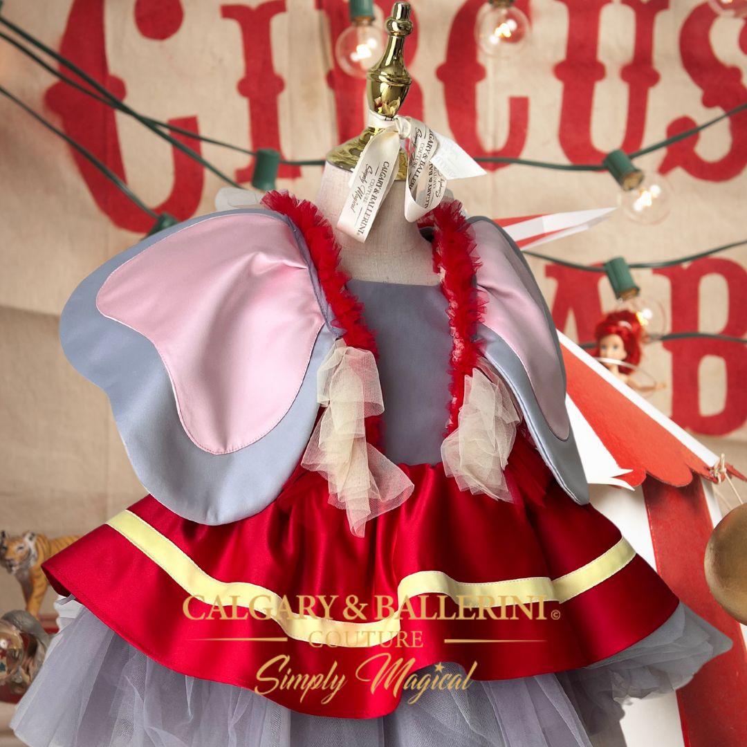 Order Vintage Circus Baby Girl Elephant Dress – High-End Fairytale Birthday Gown for Professional Photography and Milestone Events, Calgary and Ballerini.