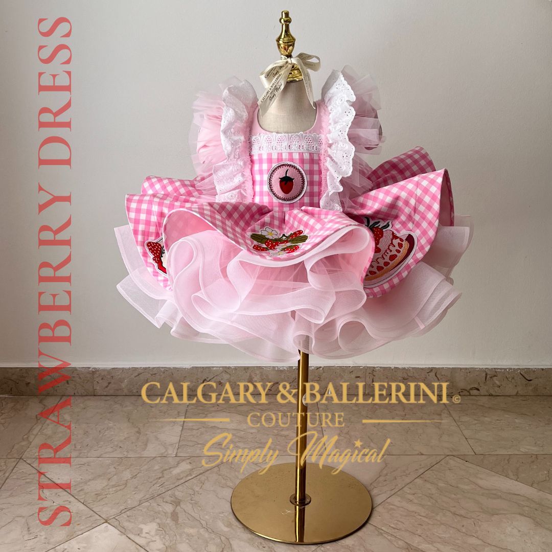 Order Berry First Birthday Vintage Strawberry Shortcake Inspired Couture Gown – strawberry shortcake Handmade Pink Gingham Birthday Dress for Storybook Themed Photography and Galas, Calgary and Ballerini.