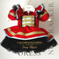 Where to buy custom red silk and gold fringe circus birthday dresses online with artisan craftsmanship.