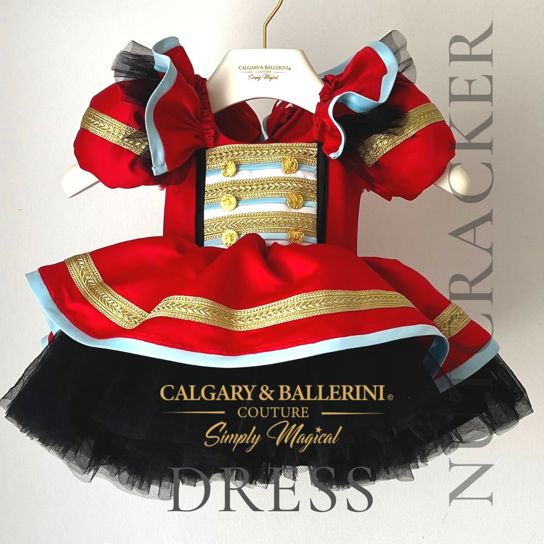 Where to buy custom red silk and gold fringe circus birthday dresses online with artisan craftsmanship.