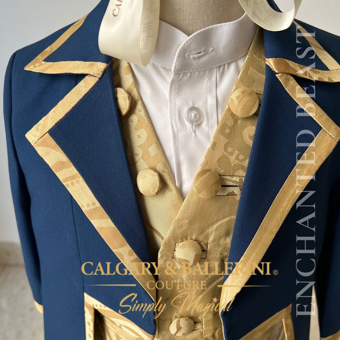 order Luxury fairytale Beast Prince suit for boys, handmade royal blue velvet jacket with gold embroidery and 5-piece tailored accessories, boutique birthday couture. Calgary and Ballerini Trusted by Moms in 85 countries with 1,500+ reviews. 21 years of excellence. 