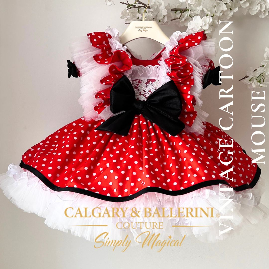 Bespoke Commission Hand-Stitched Ruby Polka Birthday Dress