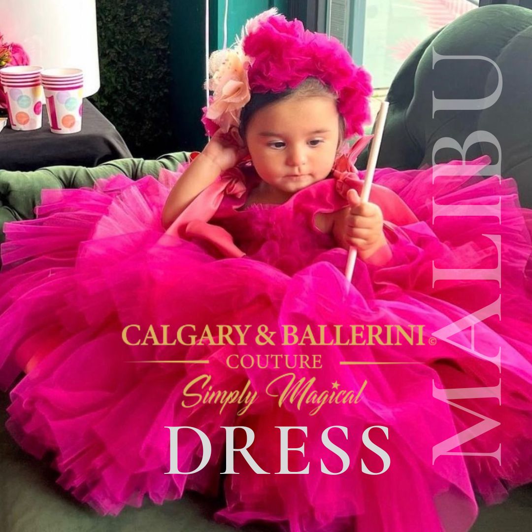 Buy Iconic Pink Doll Inspired Luxury Birthday Dress – Handmade Hot Pink Tulle Gown for Barbie Themed Milestone Parties, Calgary and Ballerini.