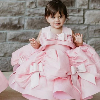 Buy Luxury Pink Coquette Parisian Royale Milestone Birthday Gown – Bespoke Designer Ruffled Dress for First Birthday Portraits and Royal Themes, Calgary and Ballerini.