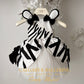 First Birthday Dress for Baby Girl | Wild One Zebra, handmade by Calgary and Ballerini, view 5