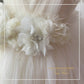  Tulle Ivory Gown close up flower waist belt on dress 