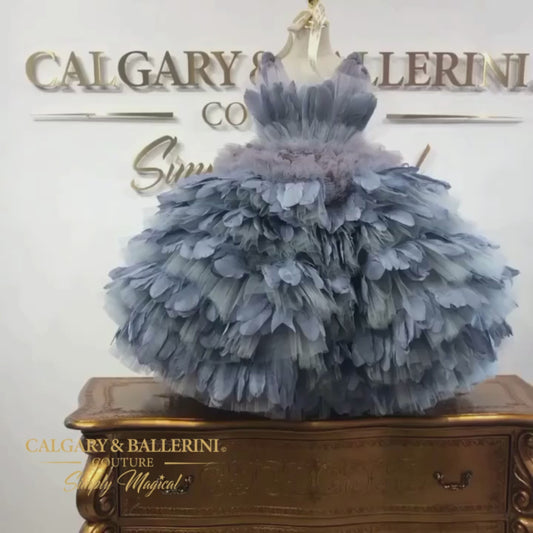 grey feather dress