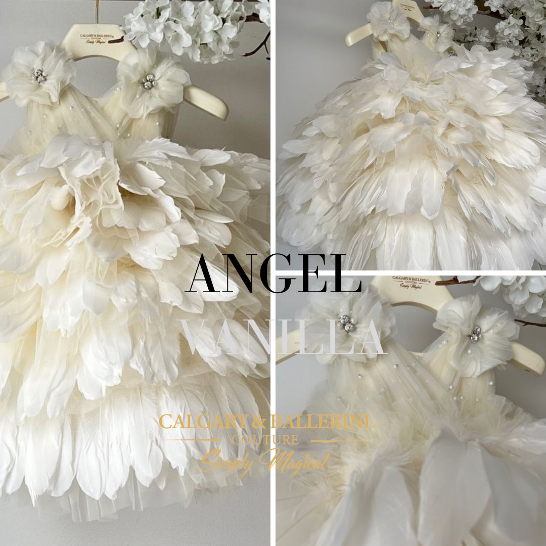 Wedding Couture Feather Dress | Ivory Feather Long Dress Angel