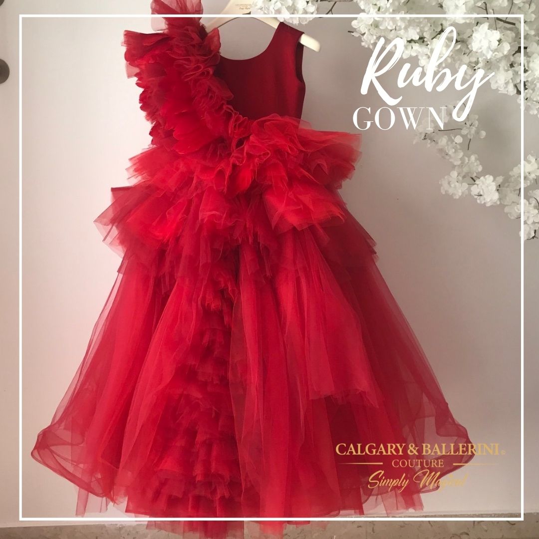but it will be sure to leave you looking elegant and stylish for teen pageants, sweet sixteen birthdays, and other events where teen fashion is desired. With the Bell of the Ball, our Ruby gown, you'll have everyone mesmerized!