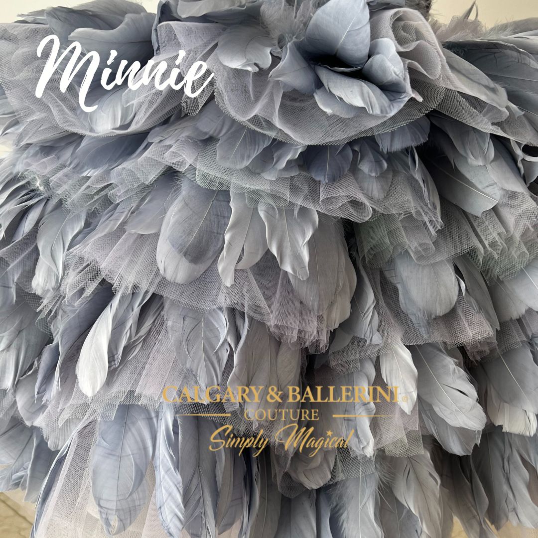 grey feather dress 