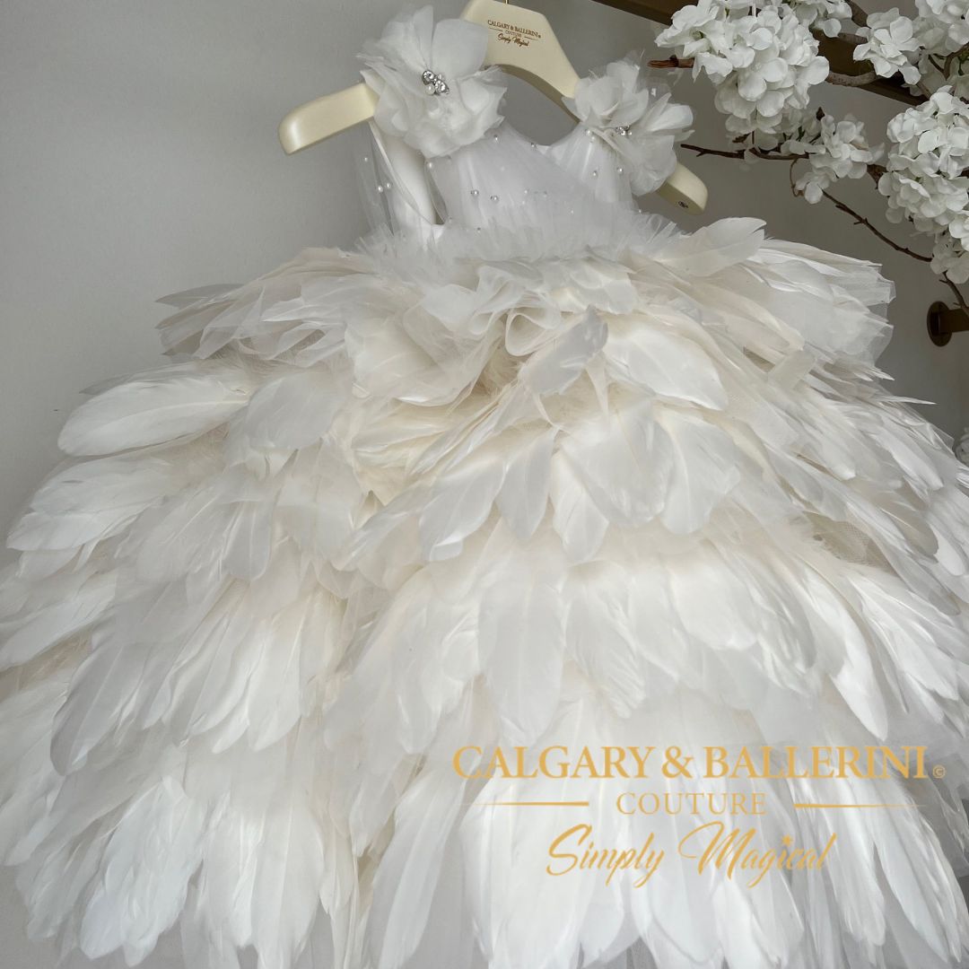 white feather dress 