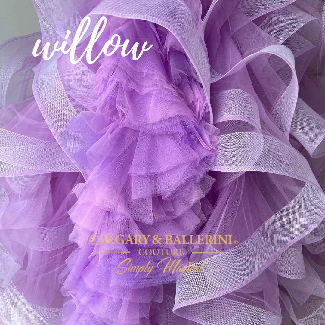 Elegant flower girl purple ball gown with floor-length cape for luxury events