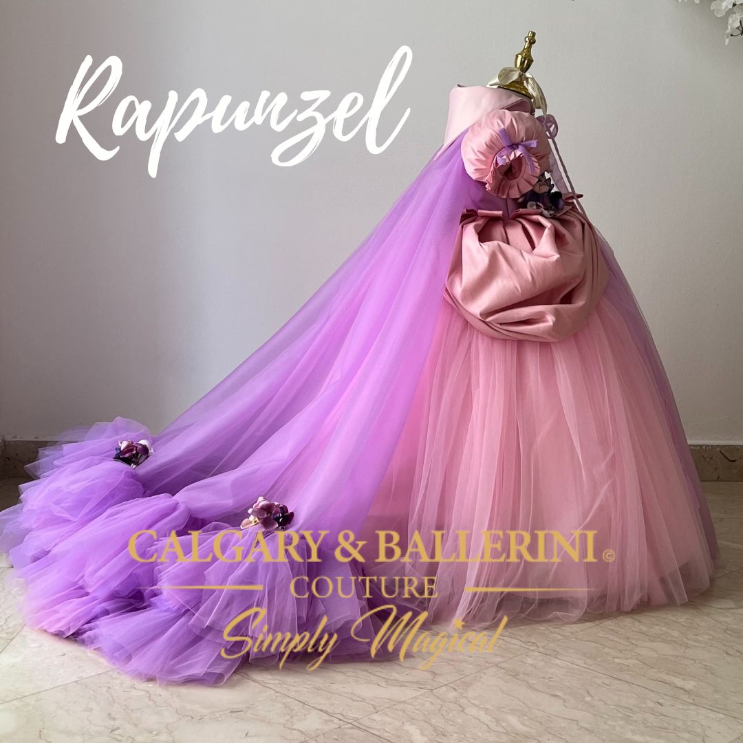 Elegant lavender and pink Rapunzel costume for birthdays and events