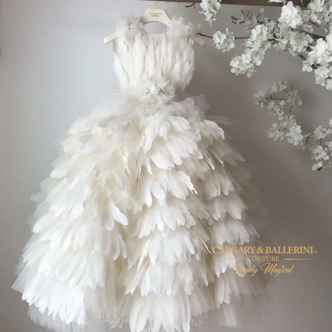wedding white feather dress 