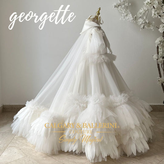 Georgette gown in color white