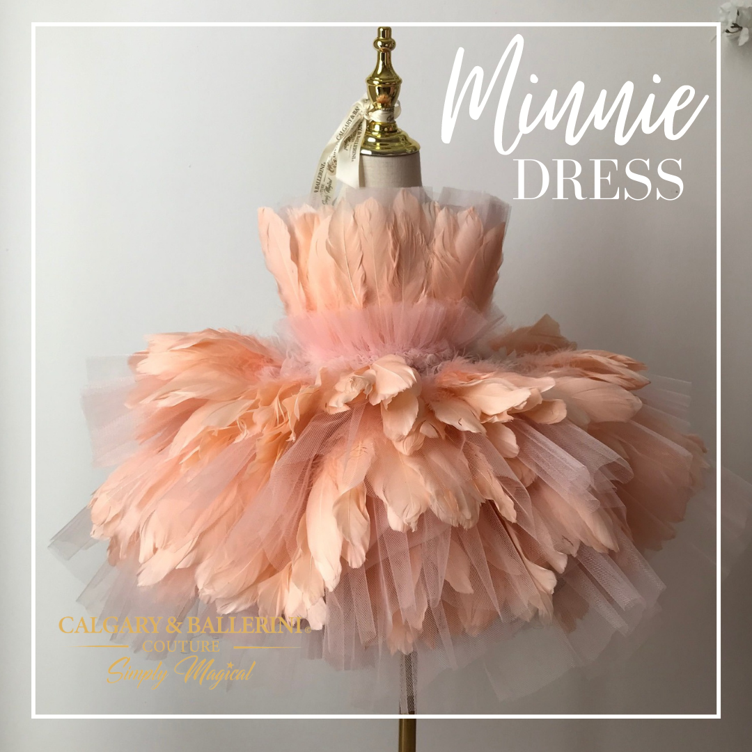 Shop Birthday dress peach feather dress