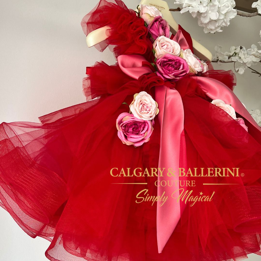 Whether it's for a valentine’s day ball or first birthday party, the Rose Gown valentines dress or first birthday dress offers elegance and traditional fashion at its finest.