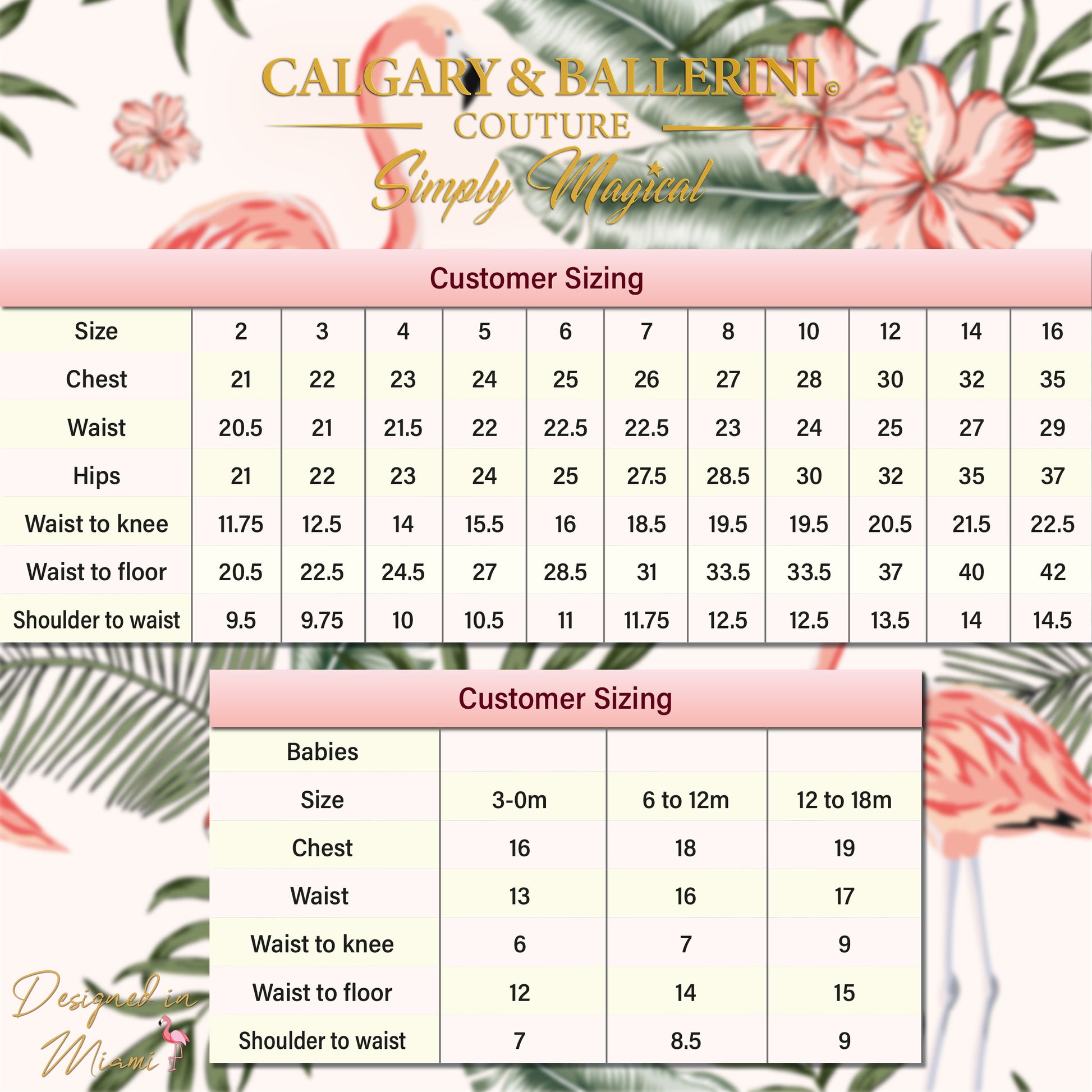 Feather Prom Dress size chart 