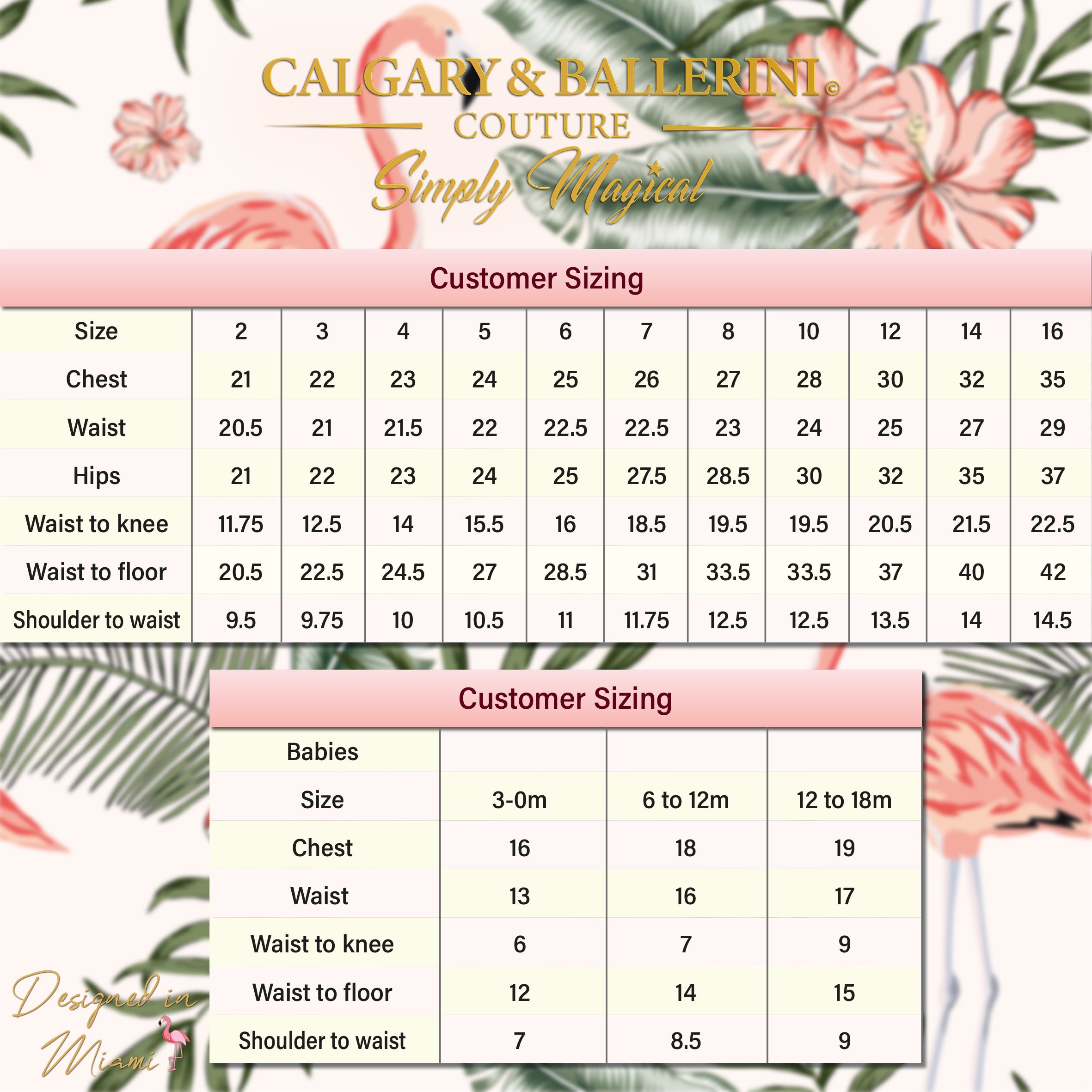 Sizing Chart - Flower Girls Only