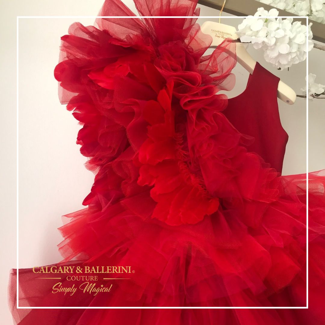 Red Flower Girl Dress for Galas & Luxury Weddings (Ages 6–16)